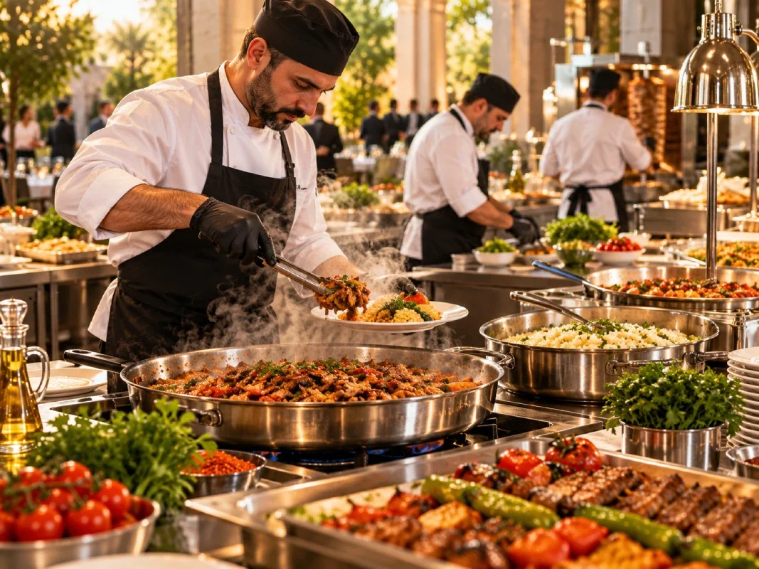 Maide Catering mutfağında yemek hazırlığı
